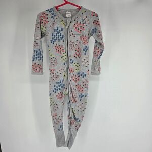 Girls Bonds Wondersuit Baby Pajamas 18-24 Months Gray Floral Zip Sleeper Size 2